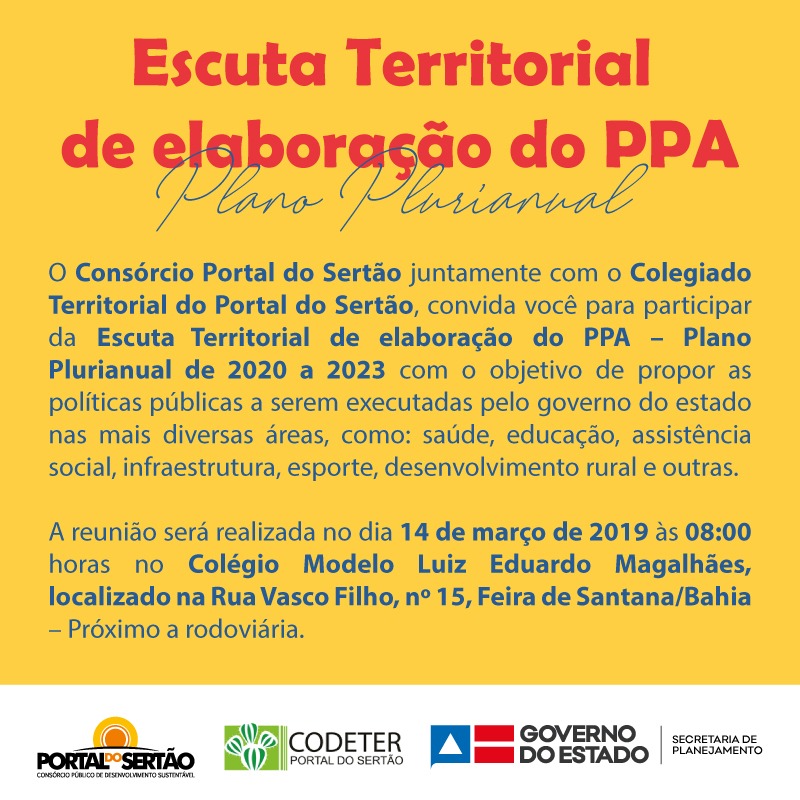 Abertas inscrições para Escuta Territorial PPA-P 2020-2023